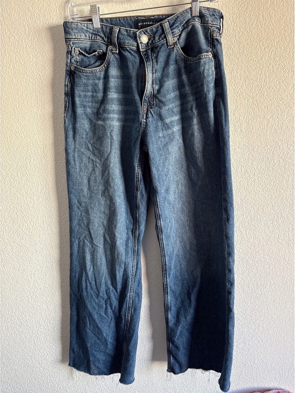 Aeropostale High Rise Wide Leg Jeans Size 8 Regular Blue Denim